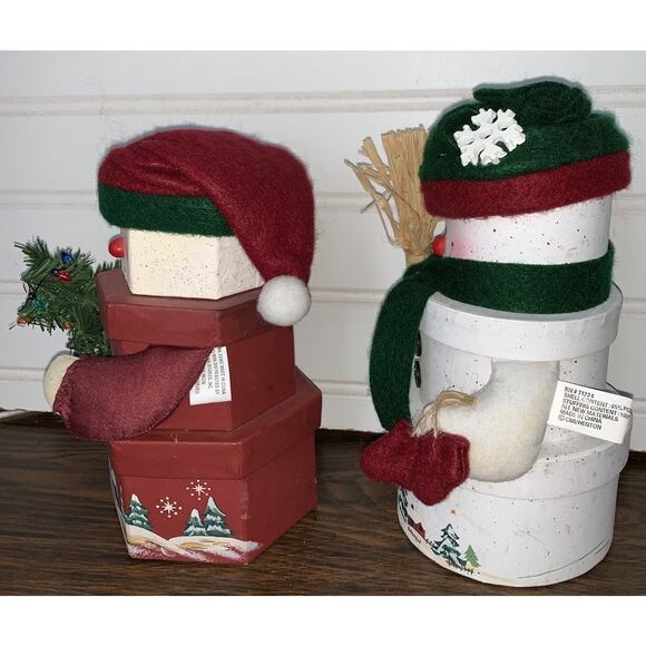 Mini Box Figure Santa & Snowman Gift Boxes Christmas Decor Lights Wreath Broom - Picture 2 of 5